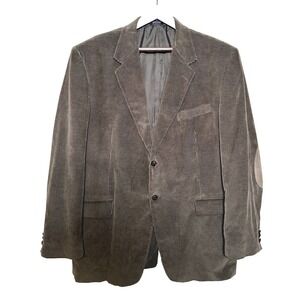 RBM Collection Brown Corduroy Men's Sports Coat Size 46L Elbow Patches Blazer